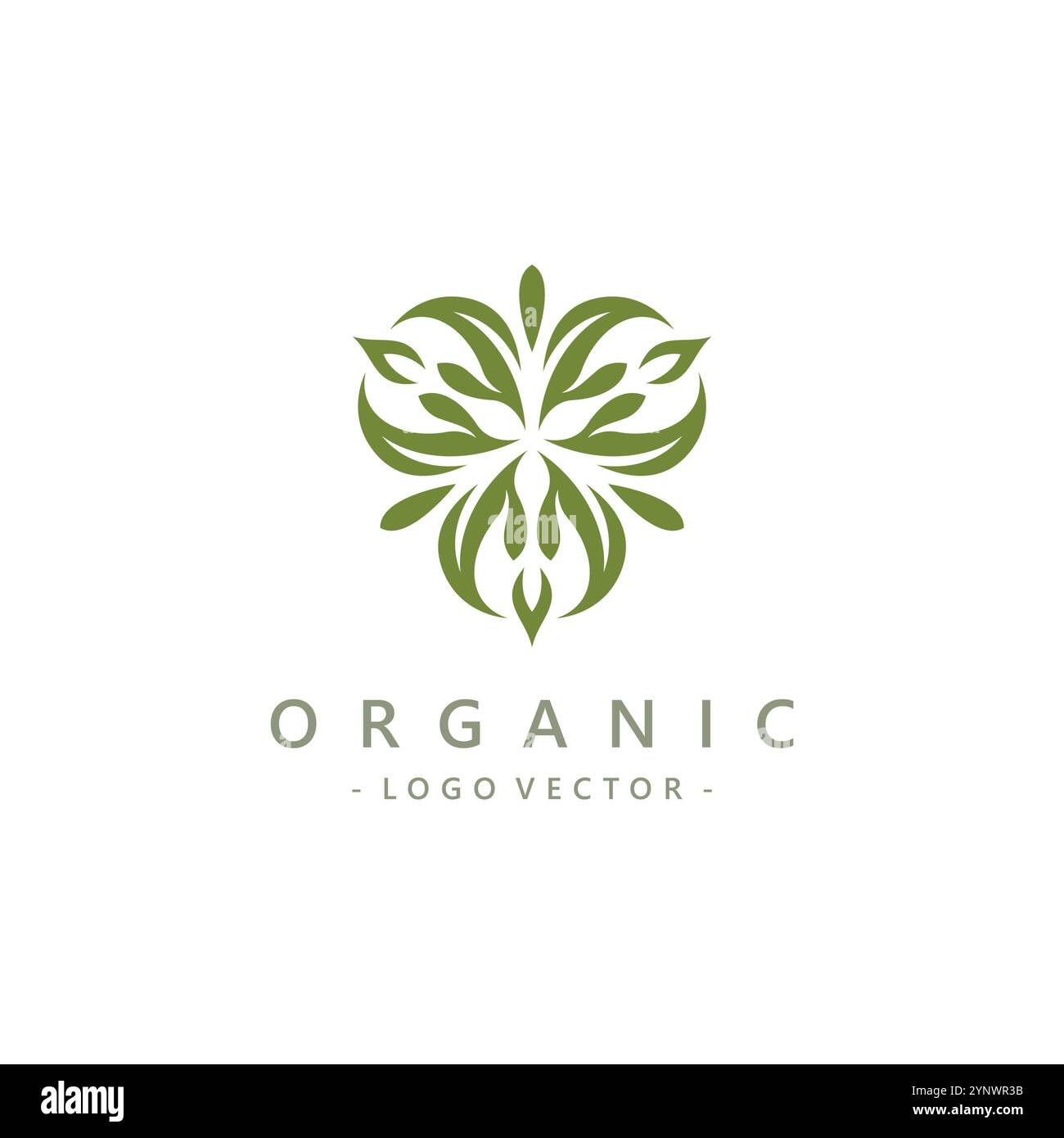 Circular Leaves Vector Illustration. leaf Flower Organic Logo Stock Vector