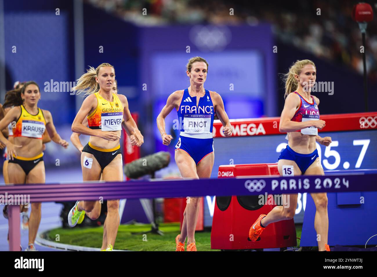 Alice Runner Alice Finot participating in the 3000 metres steeplechase at the Paris ...