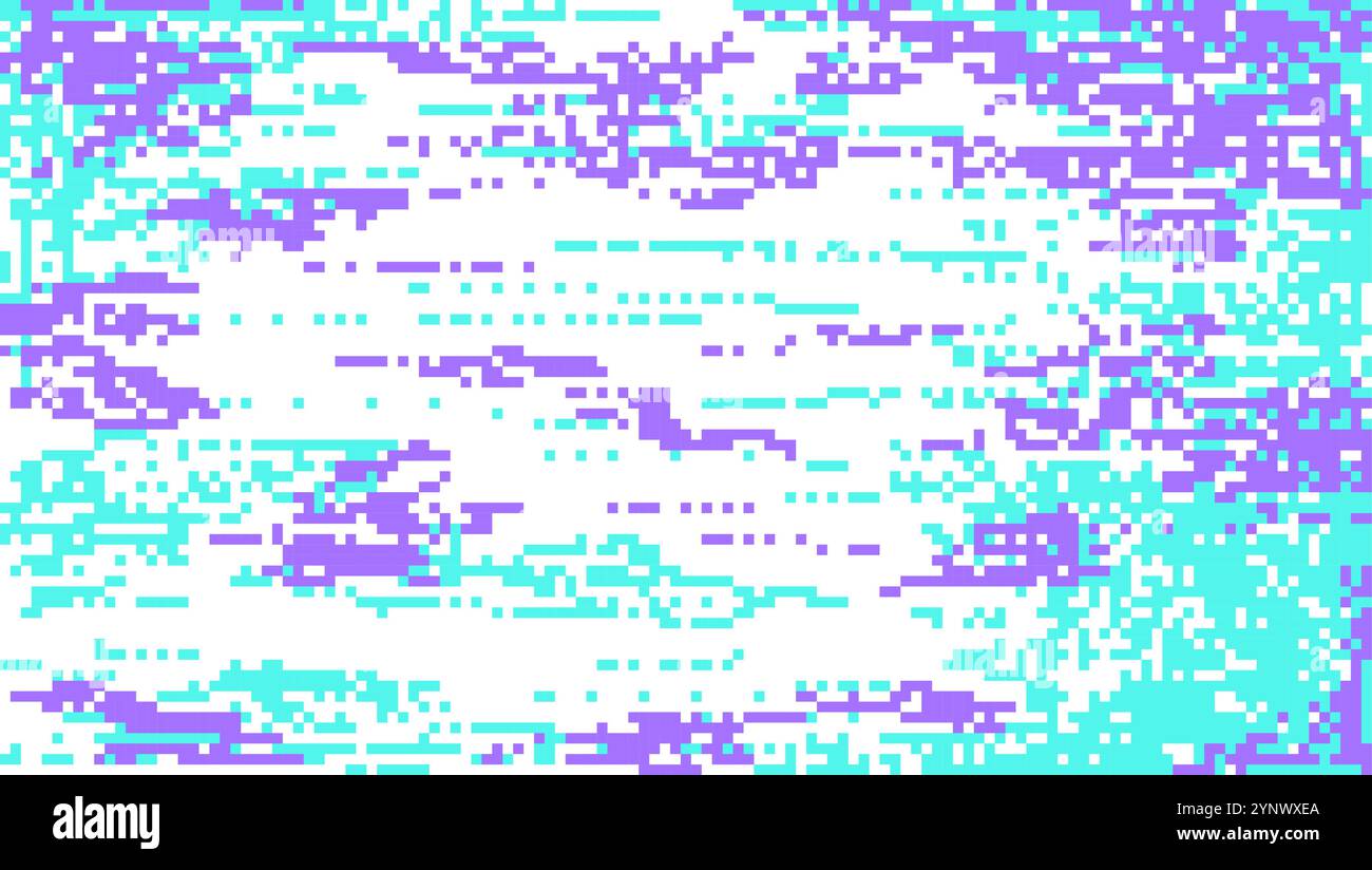 A blue and purple pixelated background with white clouds Stock Vector