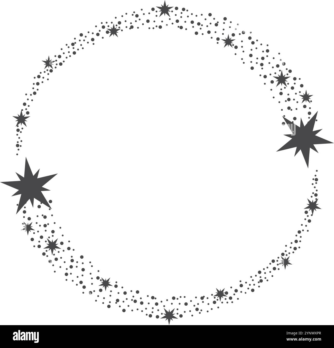A black and white image of a starry night sky with a white background ...