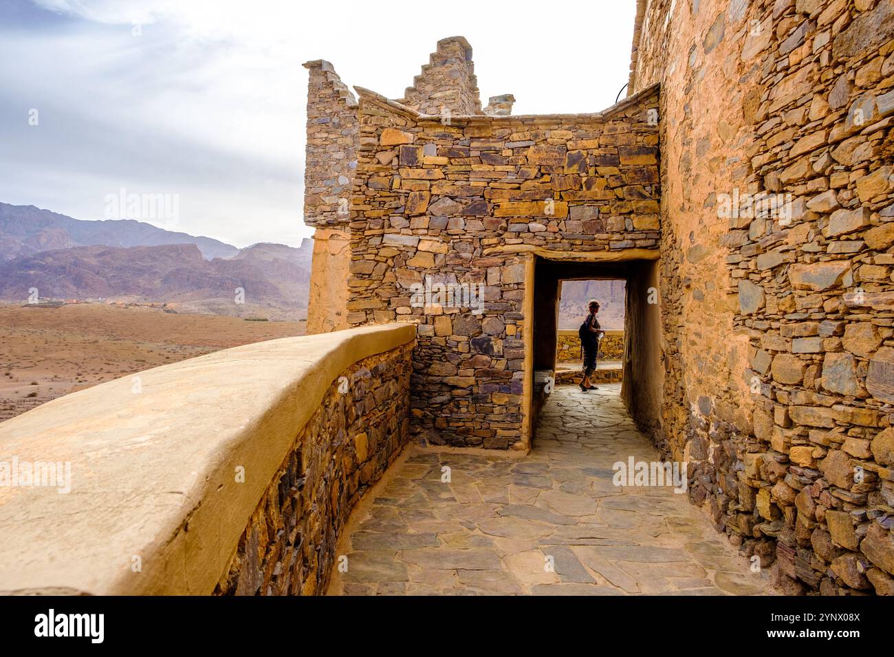 Tizourgane Kasbah - a 13th century hill top kasbah in the anti atlas mountains of Morocco, currently a guesthouse Stock Photo