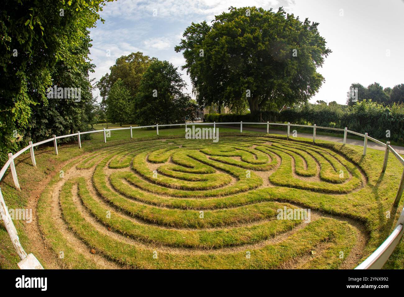 UK, England, Rutland, Wing, Turf Maze, ancient 14m wide, unicursal labyrinth Stock Photo