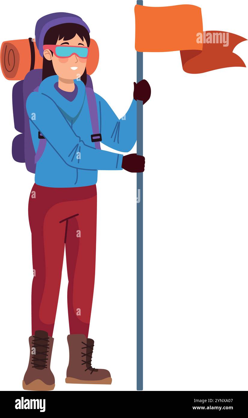 explorer woman with flag Stock Vector Image & Art - Alamy