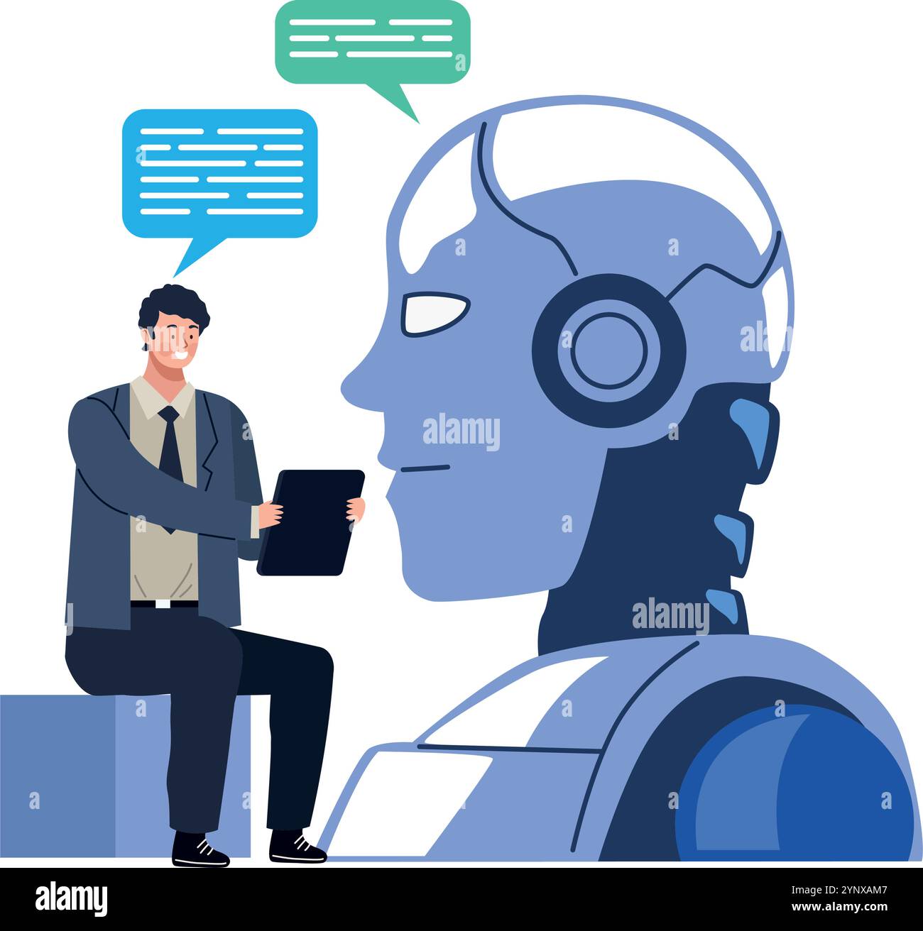businessman using virtual assistant for work Stock Vector