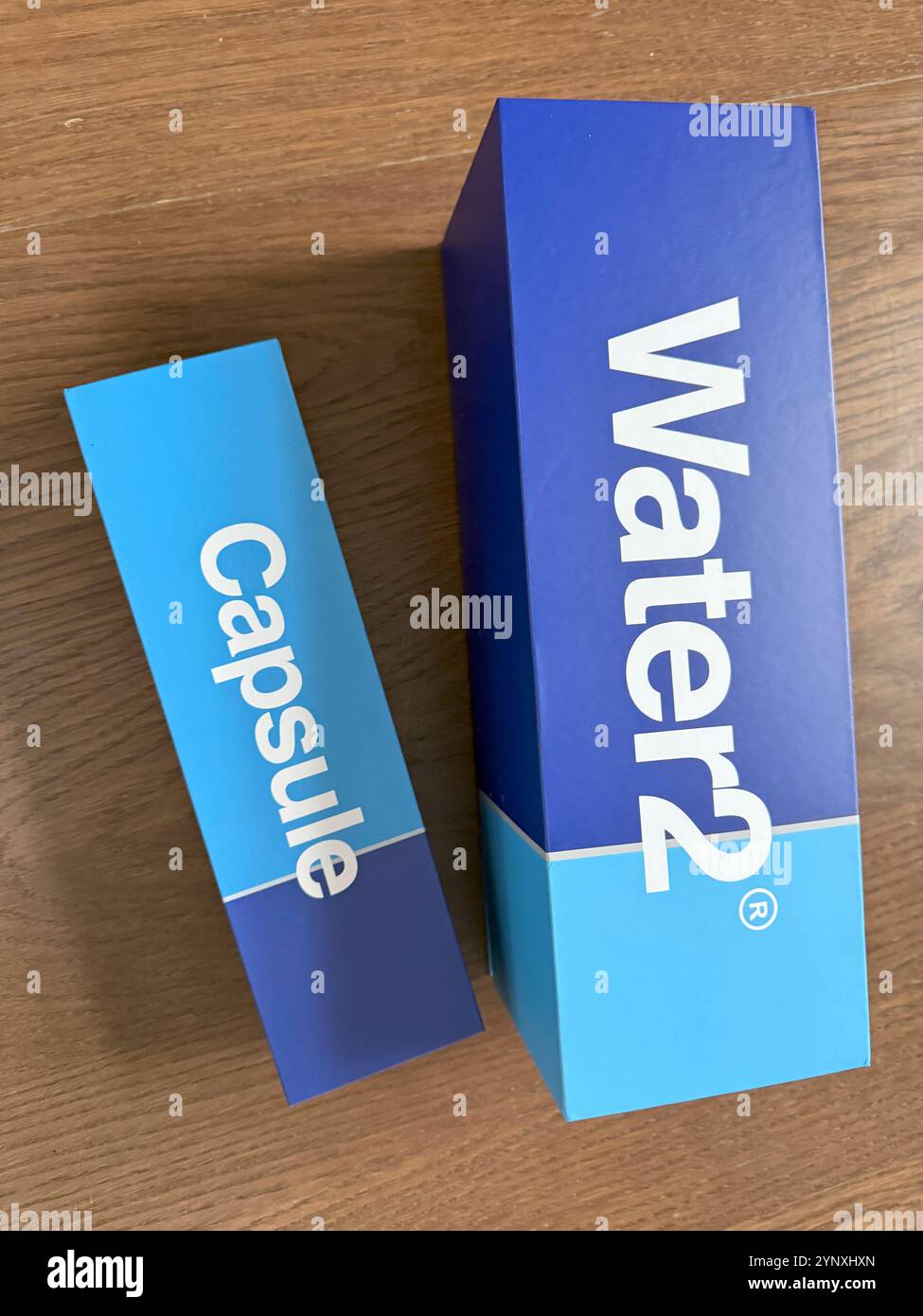 Water2 water filter product packaging: Phillip Roberts - Smartphone Captured Stock Image