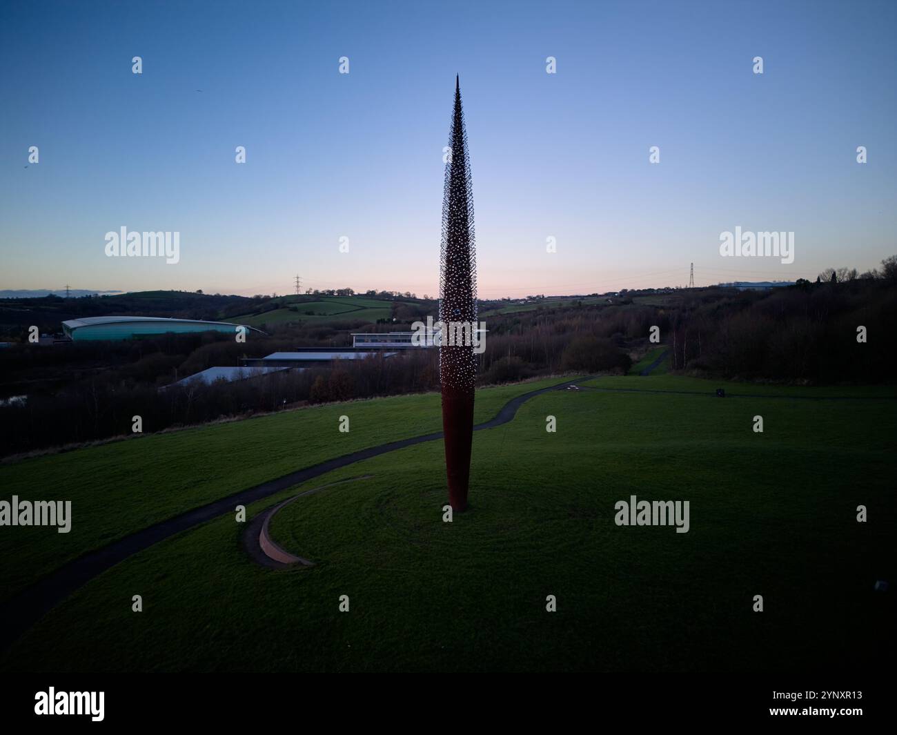 Golden by sculptor Wolfgang Buttress is a striking modern art sculpture in Chatterley Valley, near Tunstall, Stoke-on-Trent, unveiled in May 2015. Sta Stock Photo