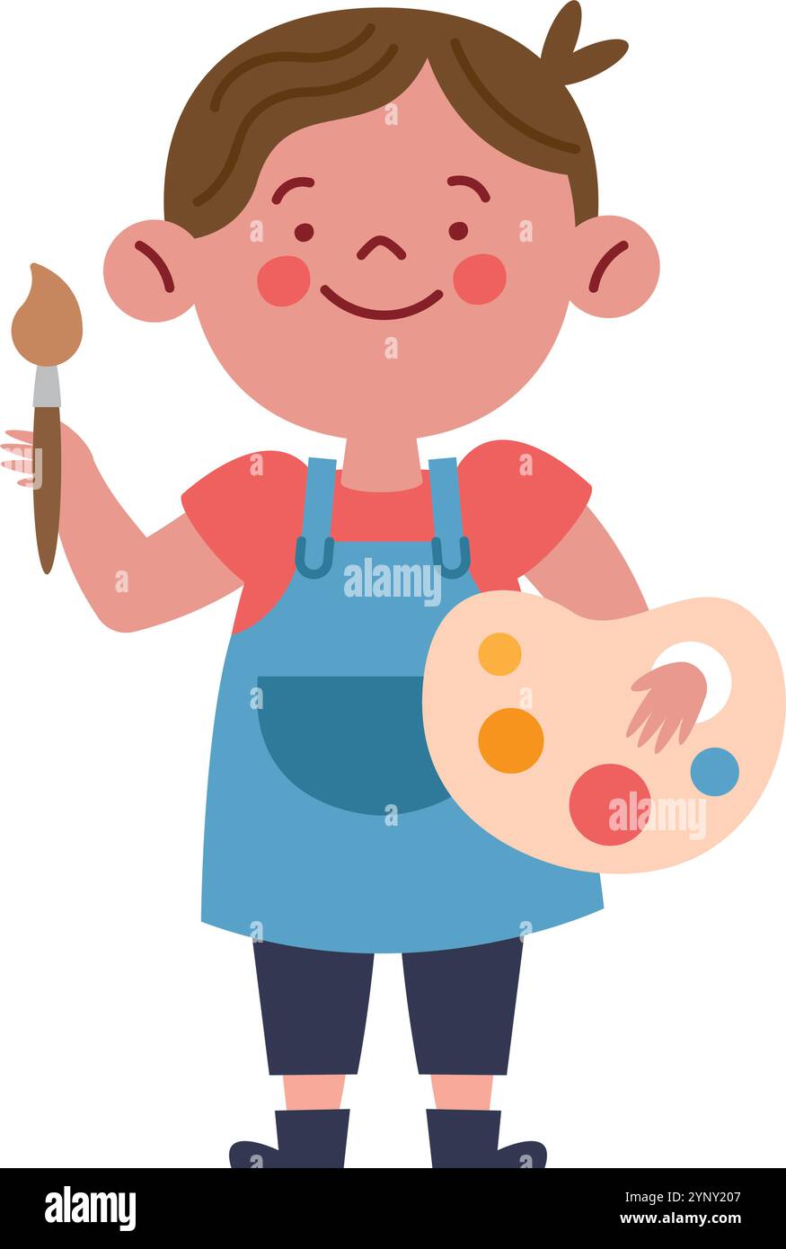 boy artist holding brush and paint color Stock Vector Image & Art - Alamy