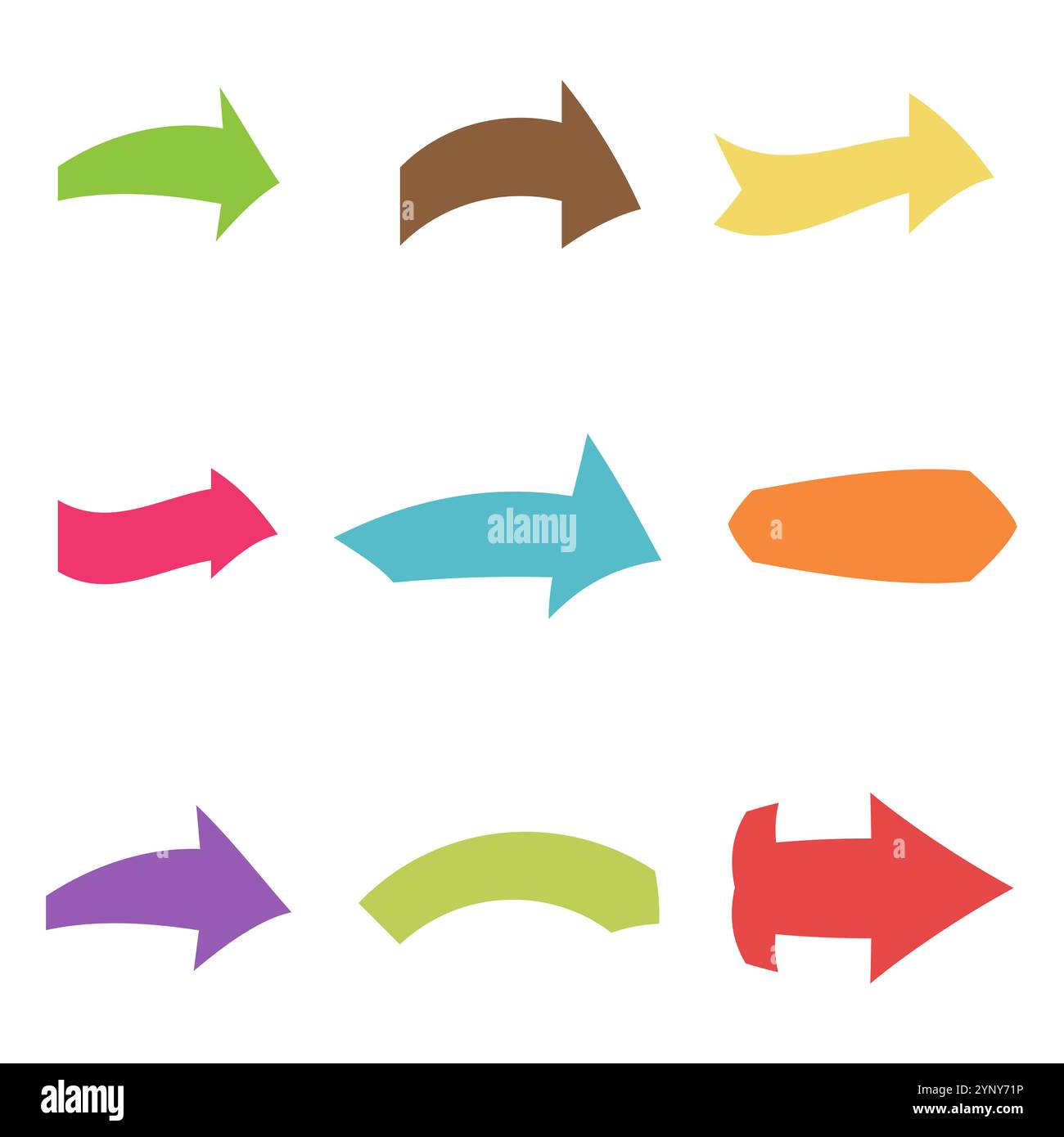 Set of nine multicolored various arrows. Vector illustration Stock ...