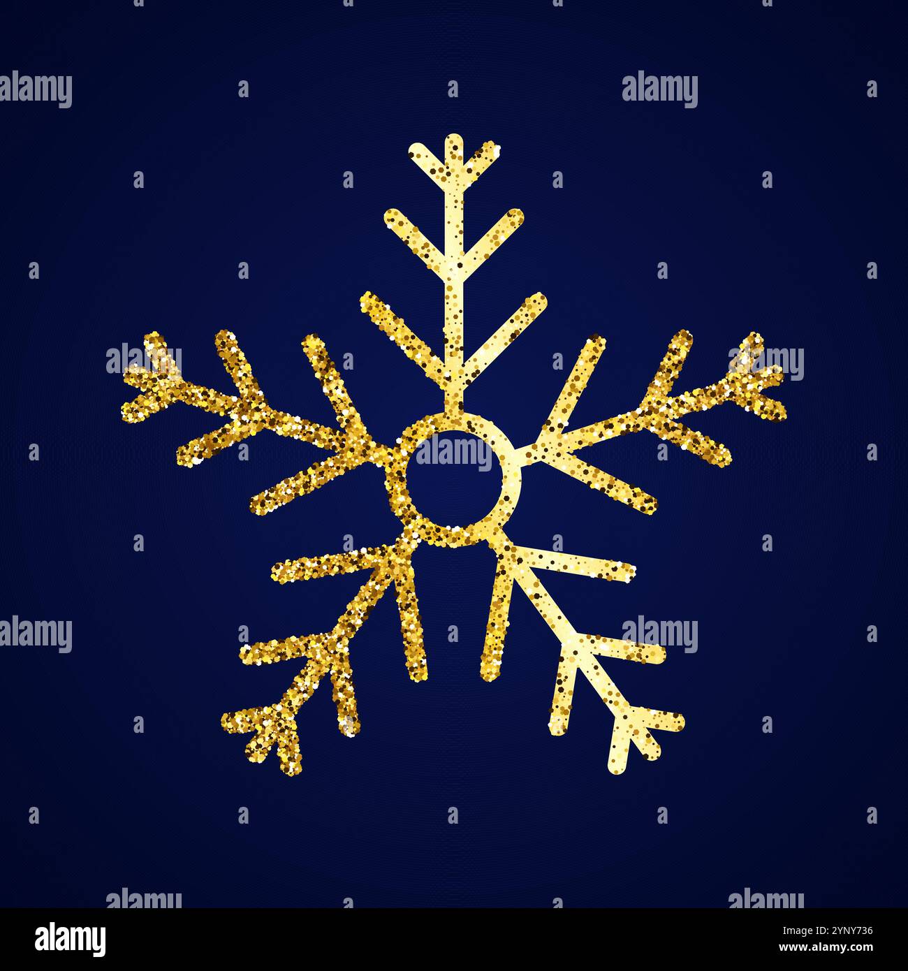 Gold glitter snowflake on dark blue background. Christmas and New Year ...