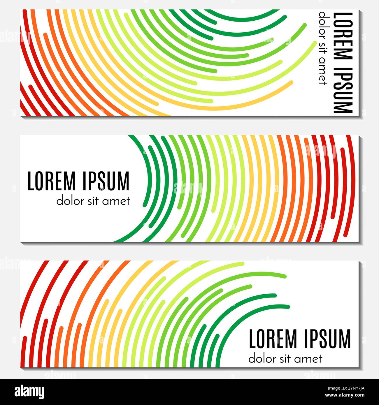 Set of colorful abstract header banners with curved lines and place for ...