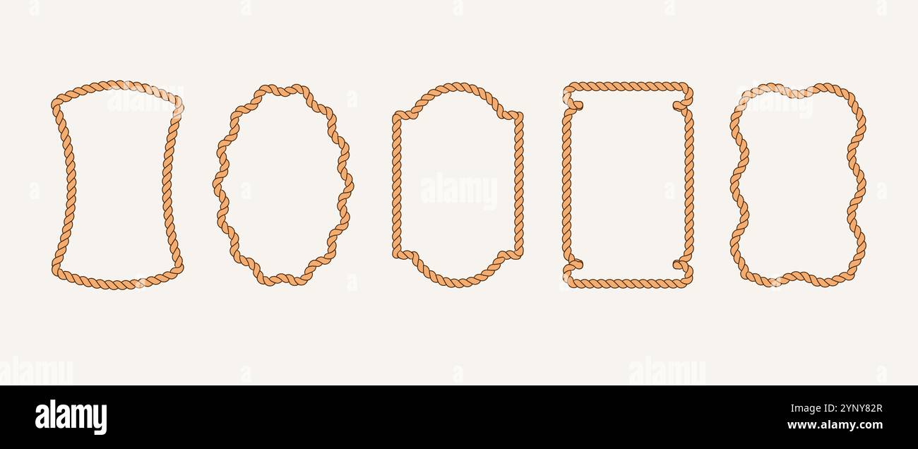 Collection of rope frames. Minimalist concept illustrations Stock ...