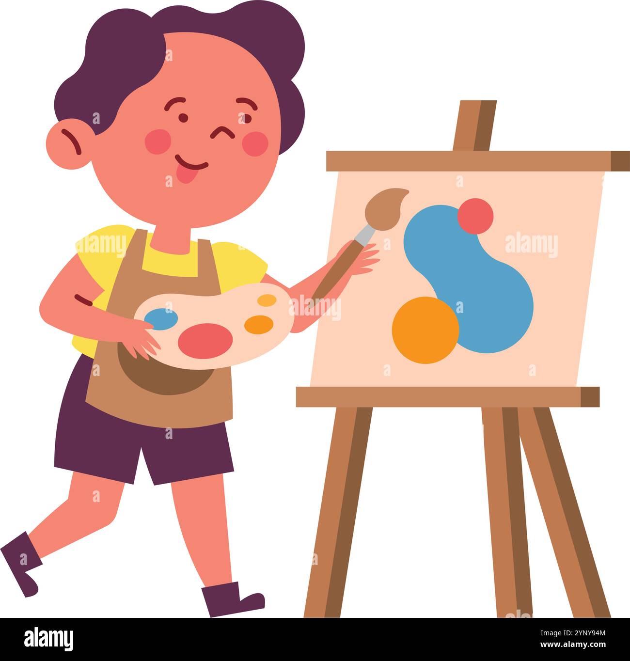 cute artist little boy painting on canvas Stock Vector Image & Art - Alamy