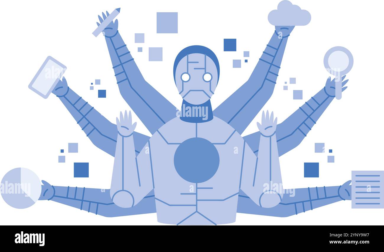 artificial intelligence robot with hands technology Stock Vector Image ...