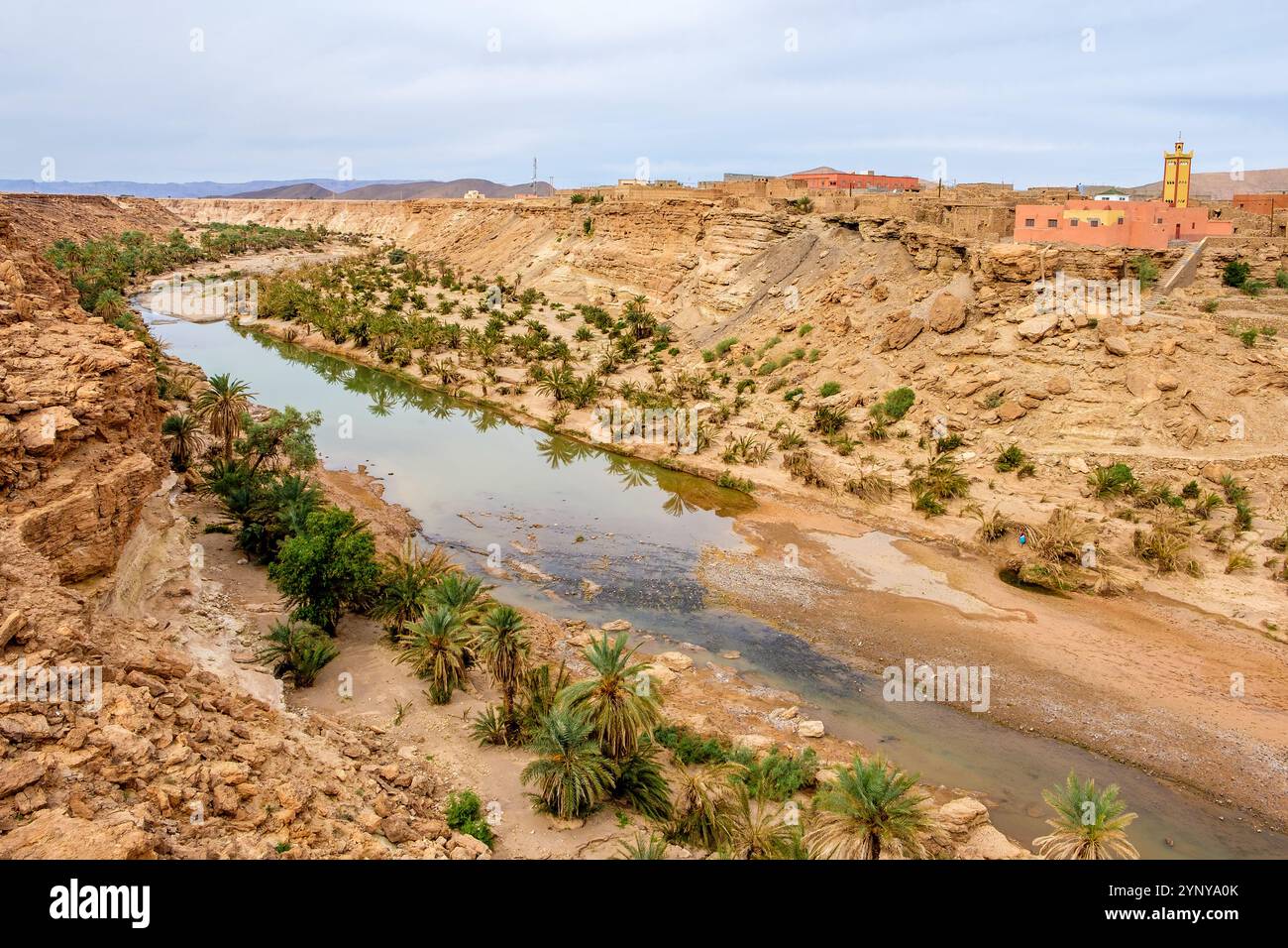 Typical oasis scenery on the road to Tata in Tata Province, Souss-Massa, Morocco Stock Photo