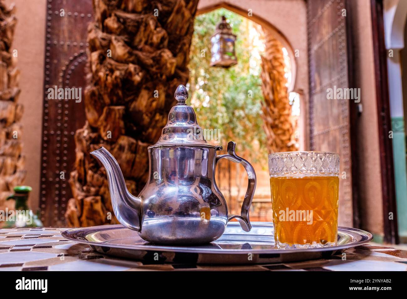Moroccan mint tea in a Riad in southern Morocco Stock Photo