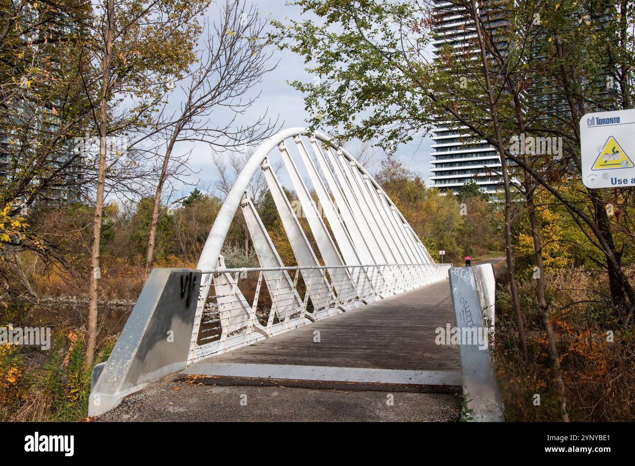 Pedestrian bridge at Humber Bay Park West in Etobicoke, Toronto, Ontario, Canada Stock Photo