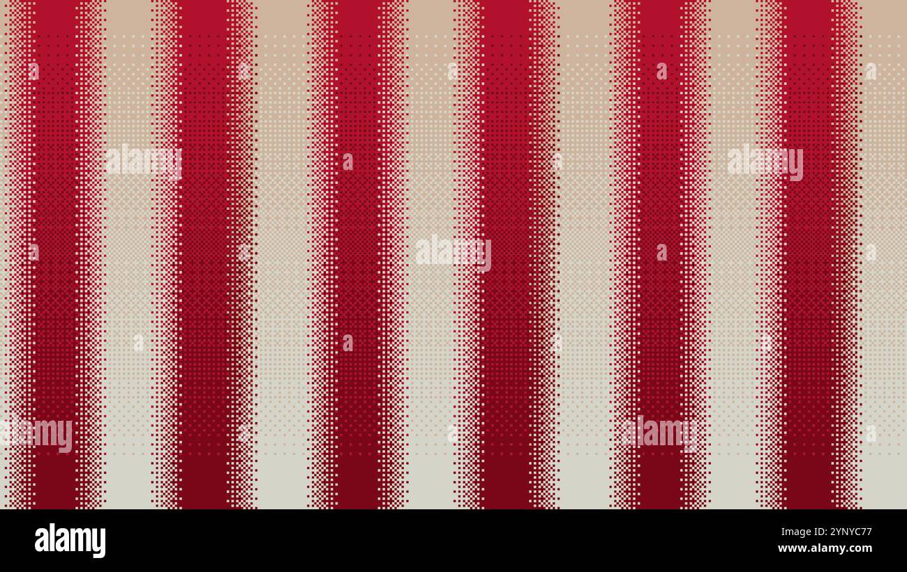 Red and White Stripes Christmas Pattern in Pixel Art Style Stock Vector