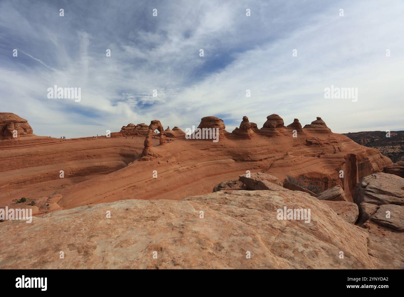 Arches National Park in Utah has one of the largest collections of natural arches in the world. Stock Photo