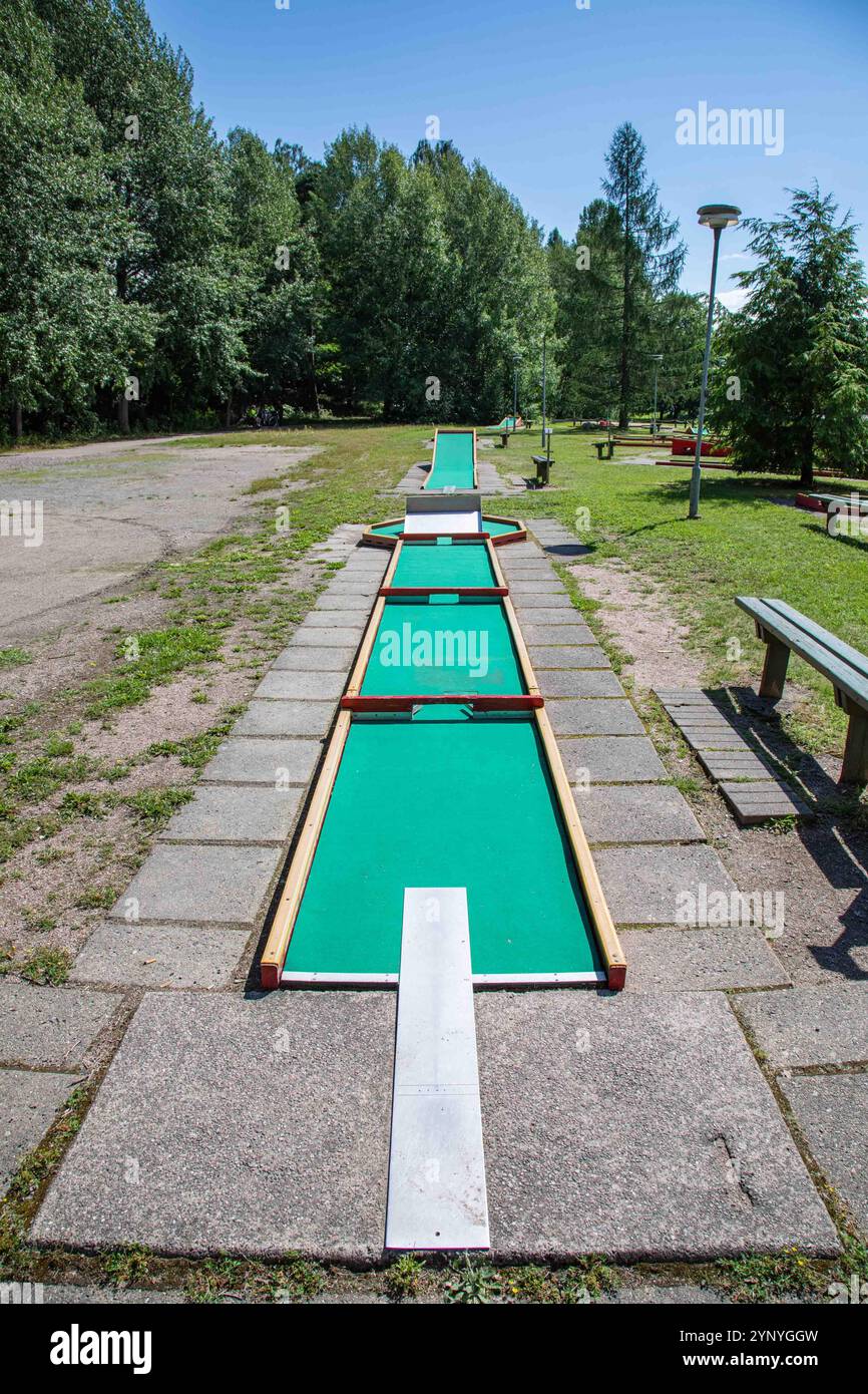 Minigolf course in Niemenmäki district of Helsinki, Finland Stock Photo