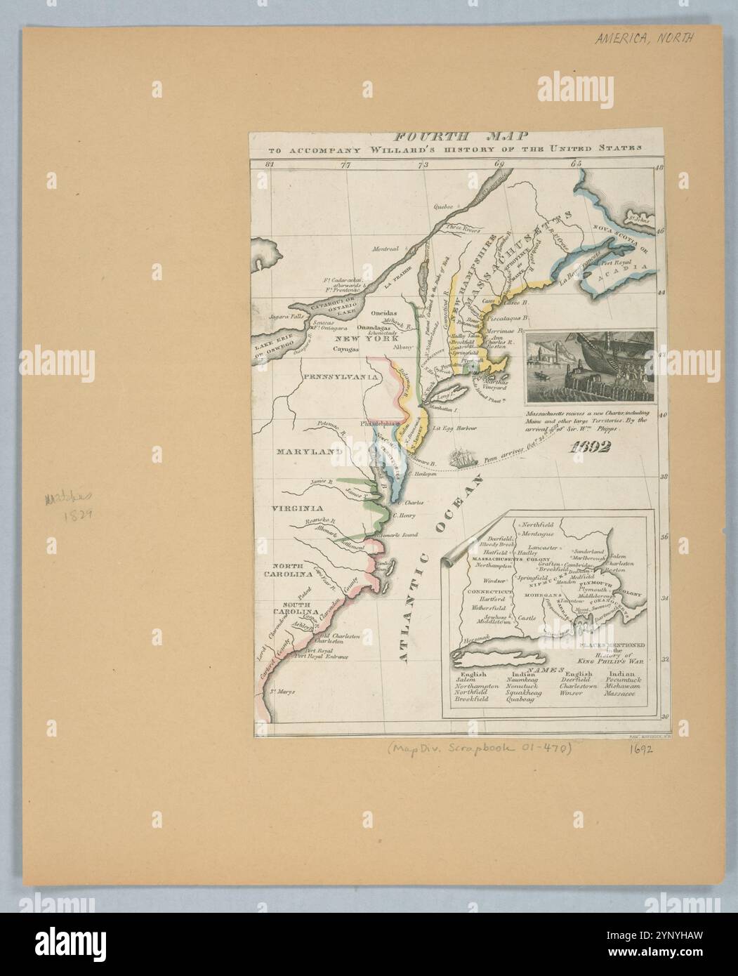 Willard map hi res stock photography - Fourth Map To Accompany Willards History Of The United States 1829 By Willard Emma 1787 1870 2YNYHAW