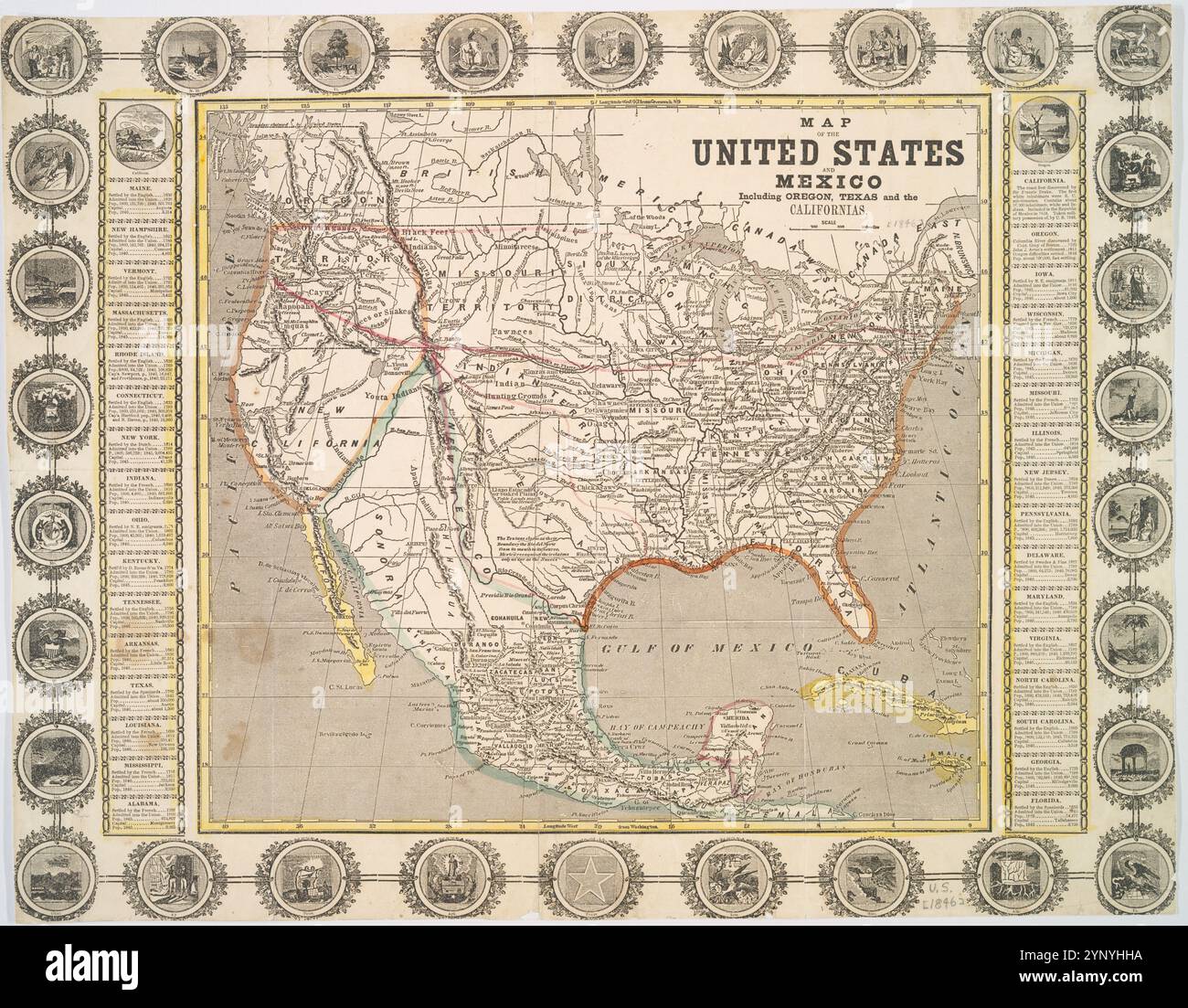Map of the United States and Mexico - Map Of The United States And Mexico Including Oregon Texas And The Californias 1846 2YNYHHA