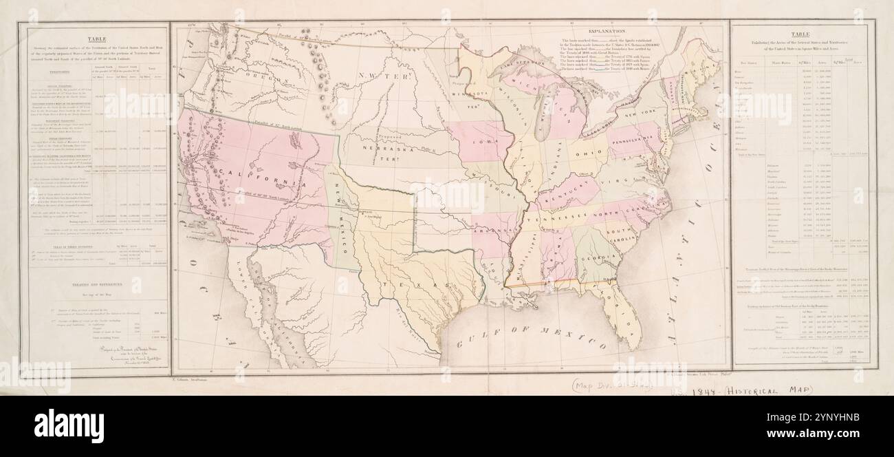 Map of the United States showing - Map Of The United States Showing The Treaty Lines Between 1738 And 1848 With Other Countries 1848 By Gilman E 2YNYHNB
