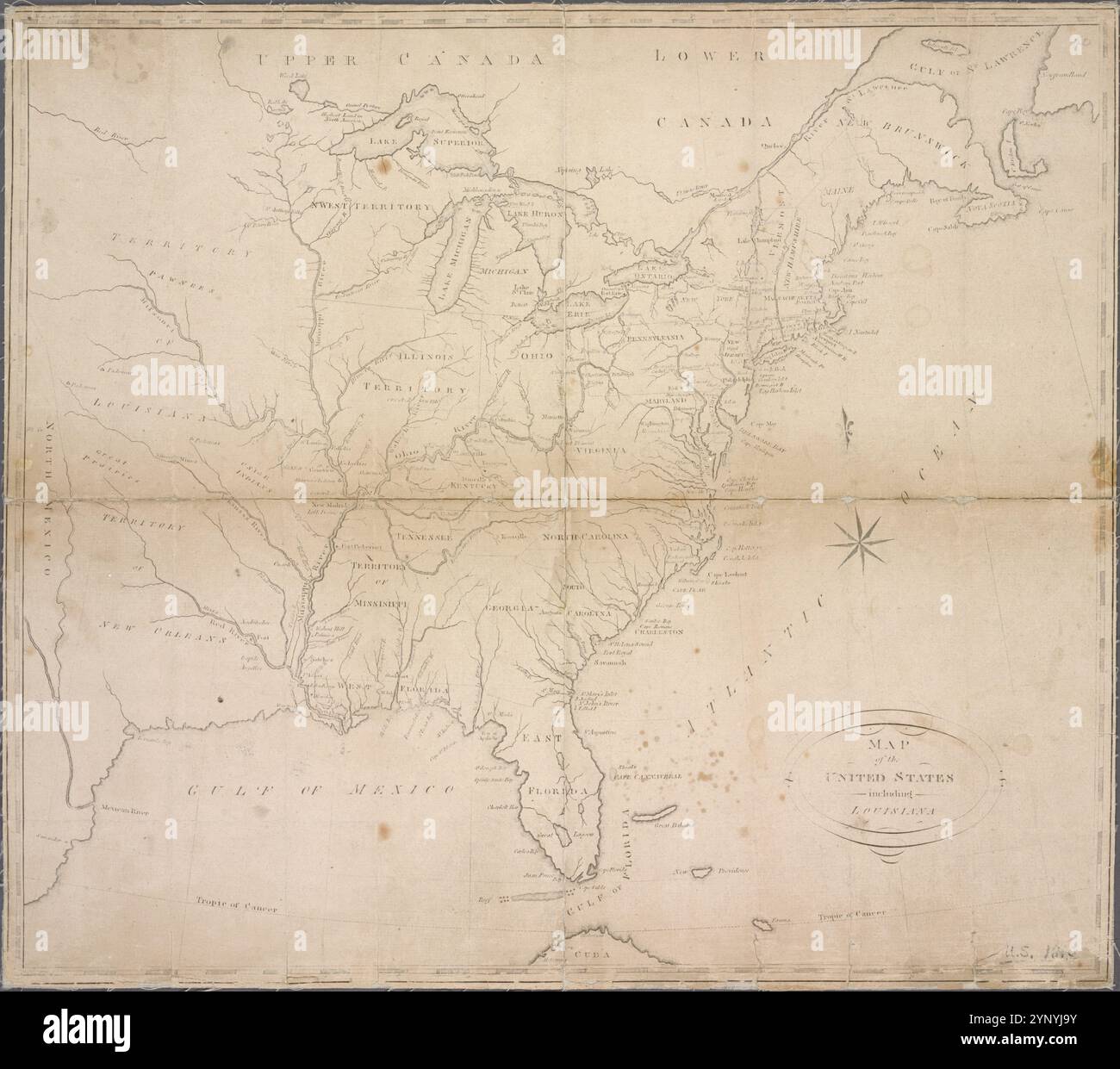 Map of the United States including - Map Of The United States Including Louisiana 1810 By Schultz Christian 1774 1830 2YNYJ9Y