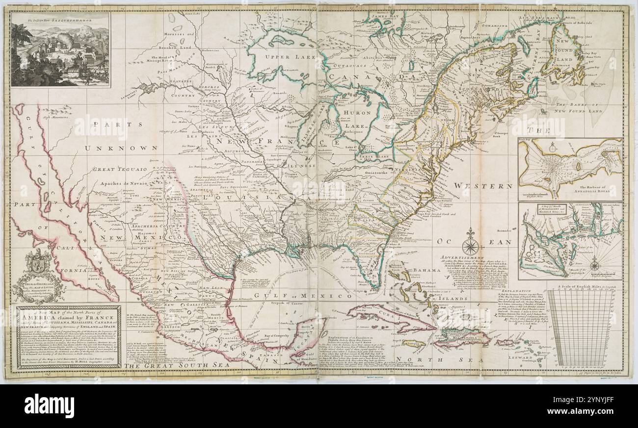 A new map of the north parts of - A New Map Of The North Parts Of America Claimed By France Under Ye Names Of Louisiana Mississipi Canada And New France With Ye Adjoyning Territories Of England And Spain 1720 By Moll Herman 1732 2YNYJFF