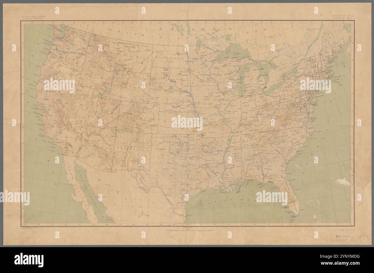 United States contour map 1899 - United States Contour Map 1899 By Geological Survey Us 2YNYMDG