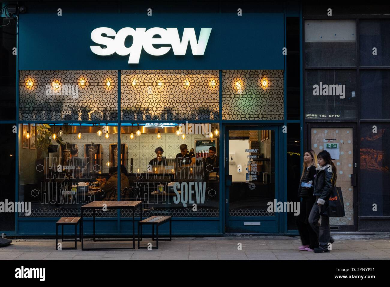 Sqew Shawarma Kebab Bar shop, winner of Best Lebanese restaurant and/or takeaway at British Kebab Awards 2024 Duncan Street, Leeds, West Yorkshire, UK Stock Photo