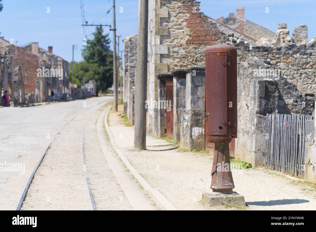 The ruins of Oradour sur glane, the by the german forces destroyed french village in WW2 Stock Photo