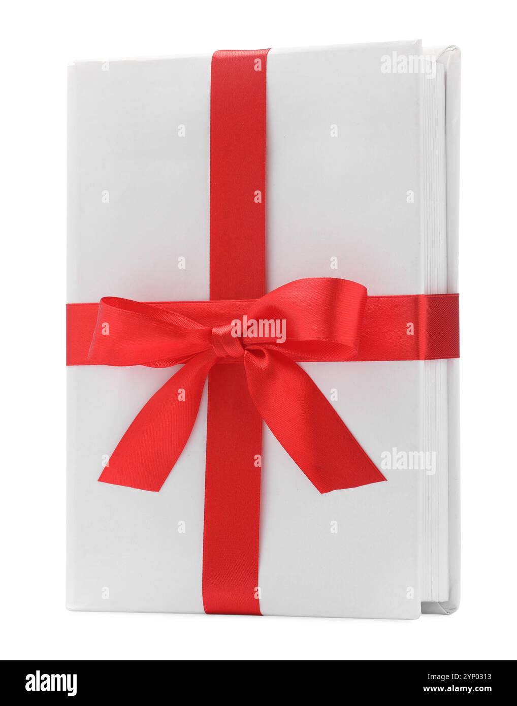 Book About Red Line Ribbon One book with red ribbon as gift isolated on white Stock Photo - Alamy