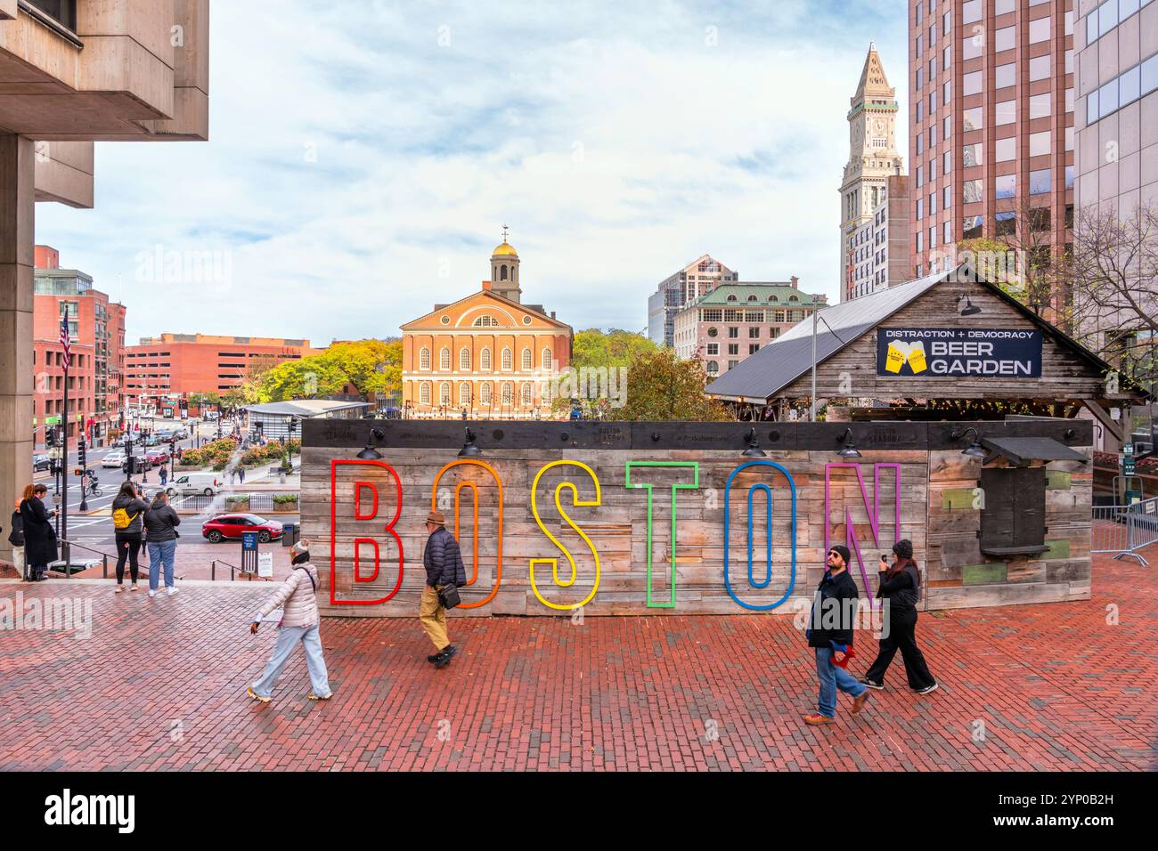 Iconic Boston Sign in Downtown Boston Boston, Massachusetts, USA Stock ...