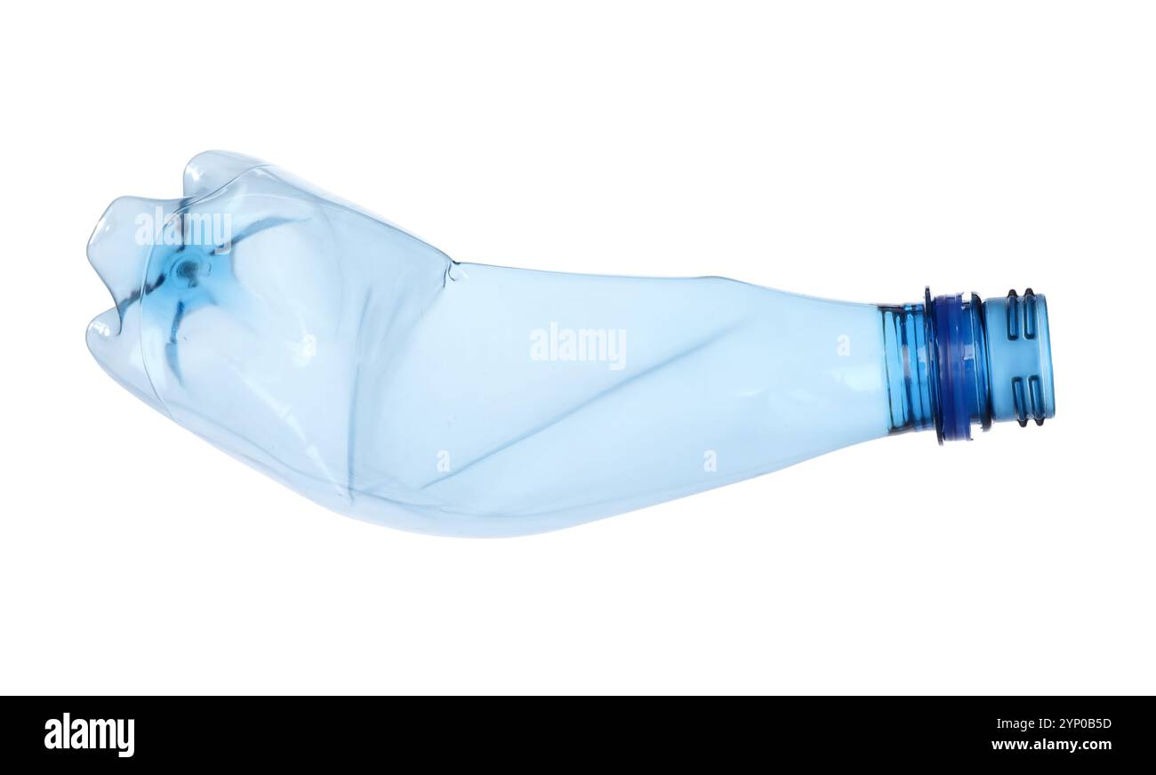 One crumpled plastic bottle isolated on white Stock Photo - Alamy