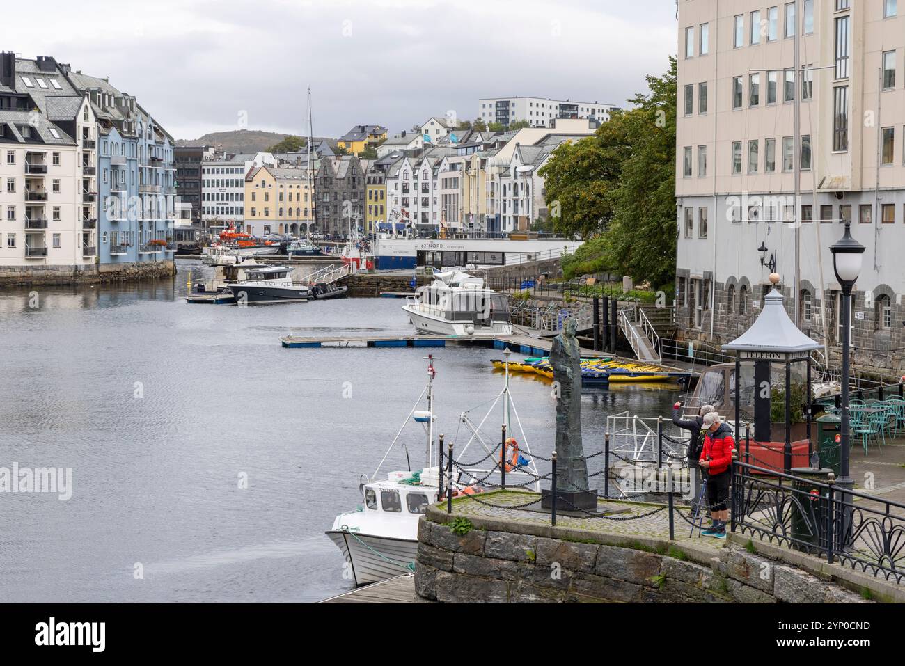 Alesund harbour and town centre with art nouveau architecture , Alesund, Sunnmore, More og Romsdal, Norway, Scandanavia,Europe, 2024 Stock Photo