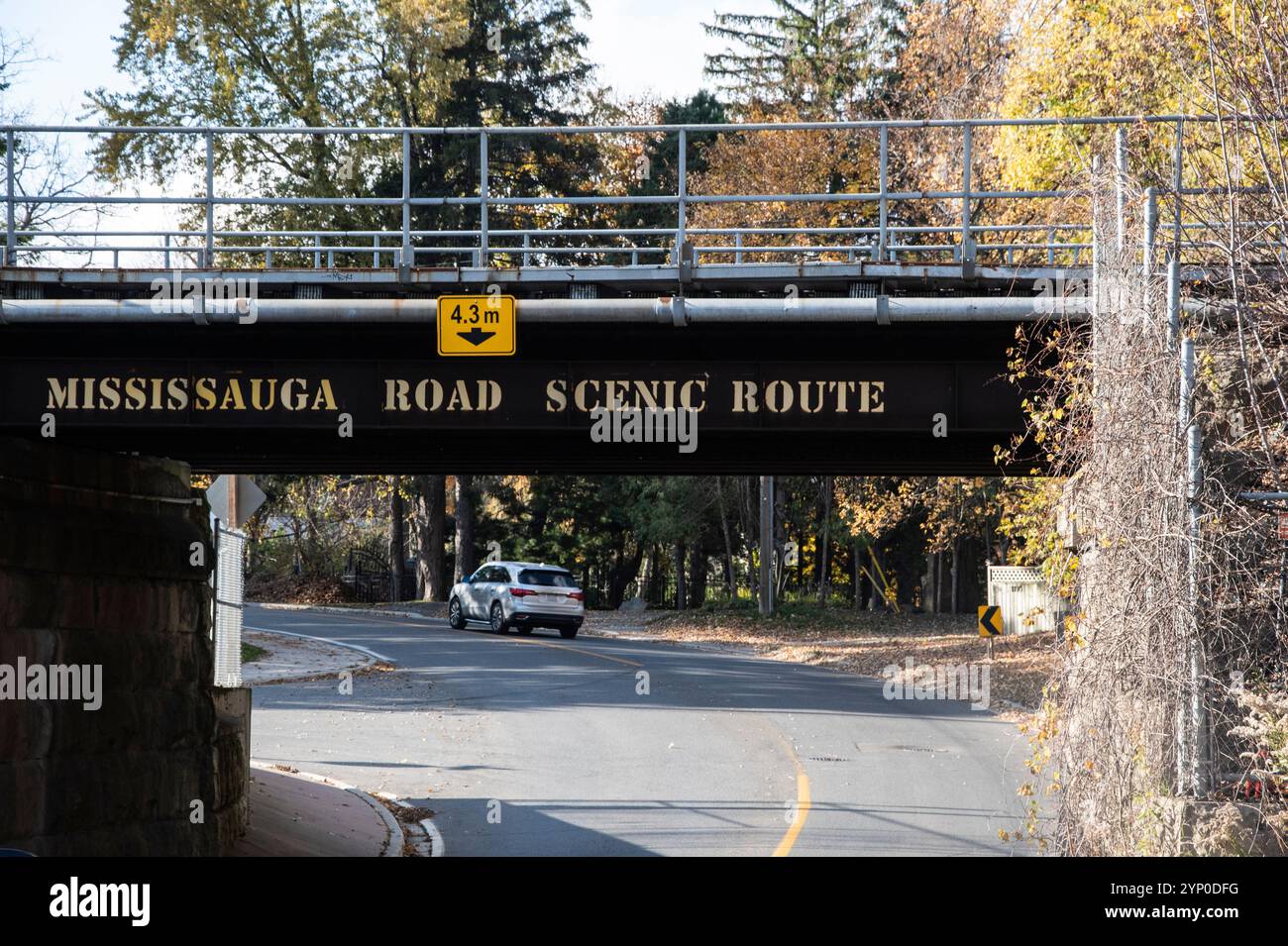 Mississauga Road Scenic Route sign in Port Credit, Toronto, Ontario, Canada Stock Photo