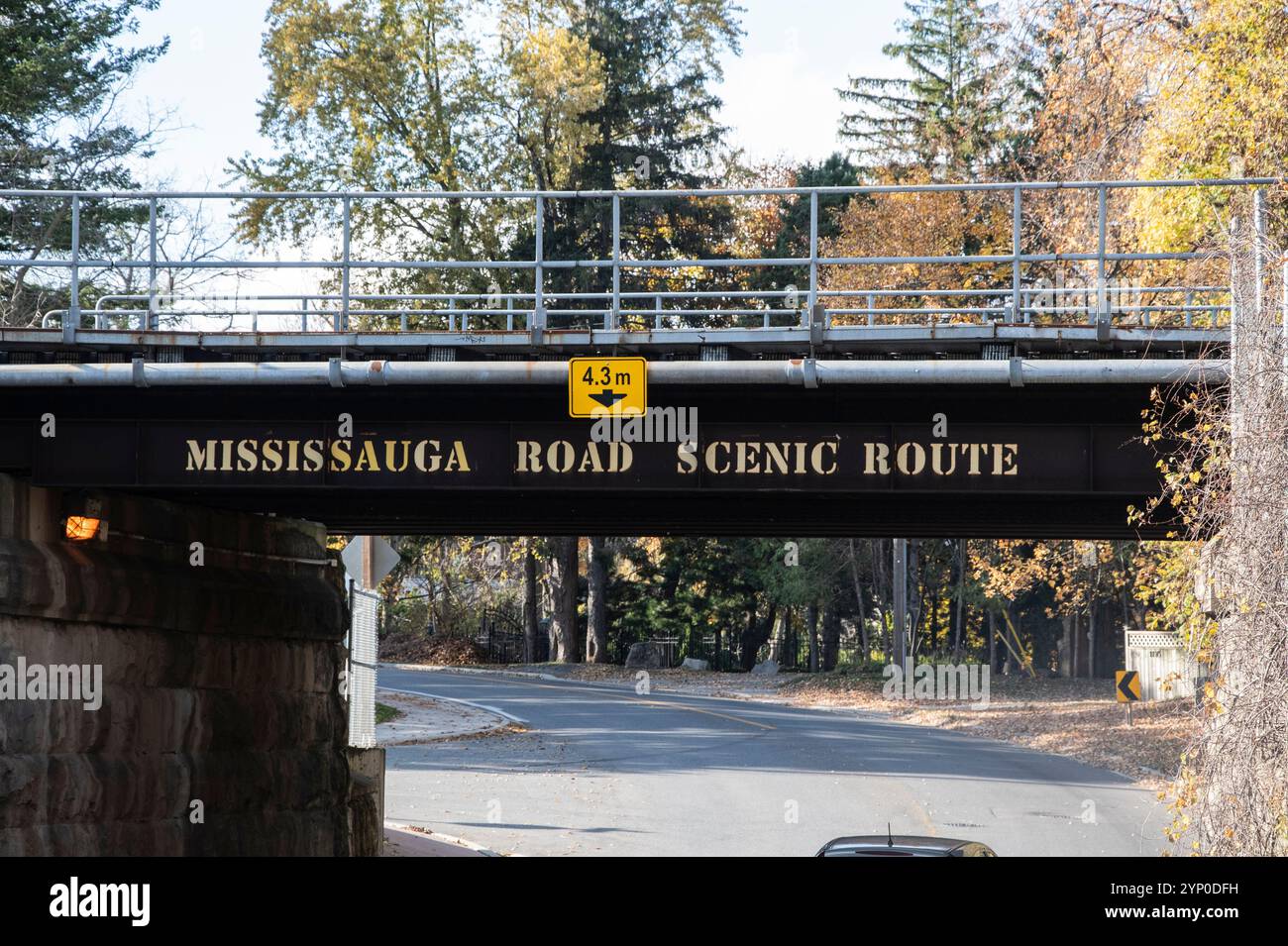 Mississauga Road Scenic Route sign in Port Credit, Toronto, Ontario, Canada Stock Photo