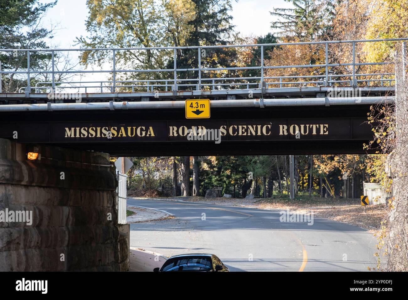 Mississauga Road Scenic Route sign in Port Credit, Toronto, Ontario, Canada Stock Photo