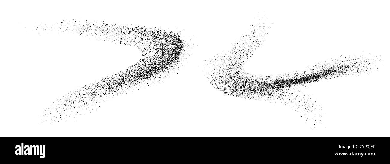 Charcoal splashes, black dotwork grain texture, abstract stipple sand effect Stock Vector