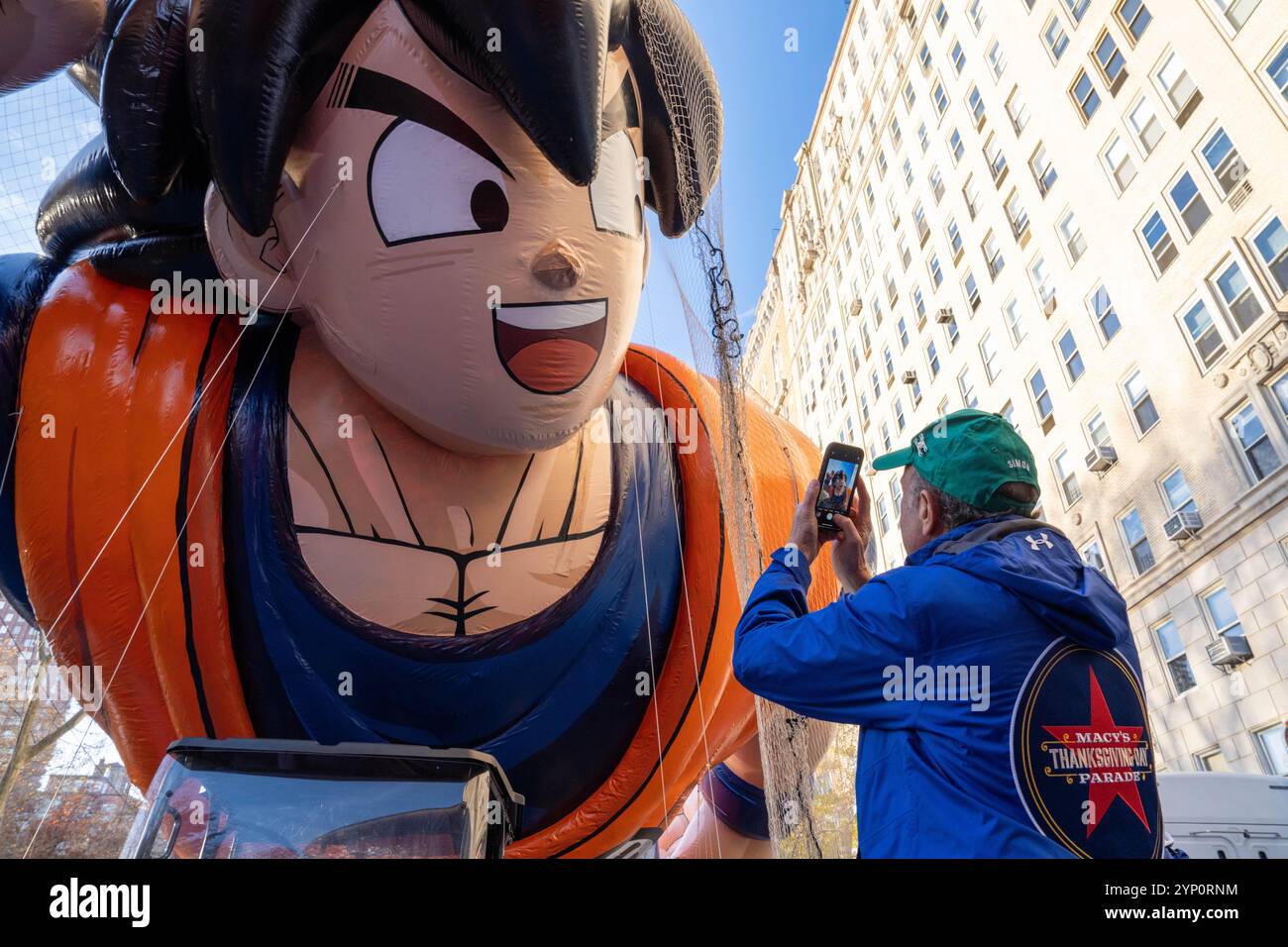 USA. 27th Nov, 2024. A Dragon Ball Z balloon. Balloons and floats are prepared for the 2024 Macy's Thanksgiving Parade in New York, NY, on November 27, 2024. (Photo by Lily Ride/Sipa USA) Credit: Sipa USA/Alamy Live News Stock Photo