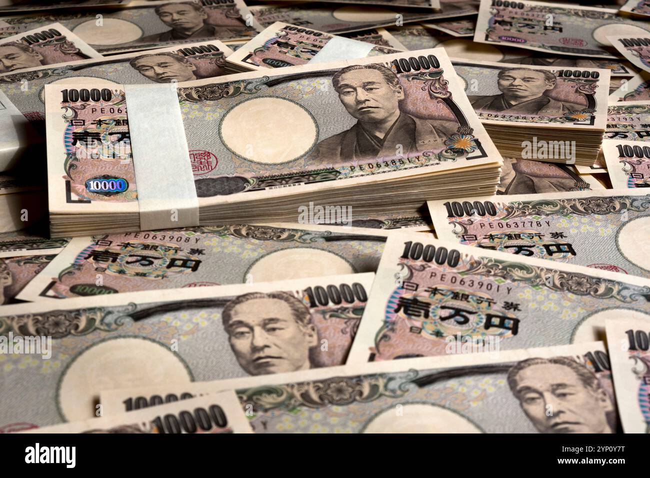 Yen In Japan Pattern of Japanese Yen in large 10,000 Yen banknotes creating a ...