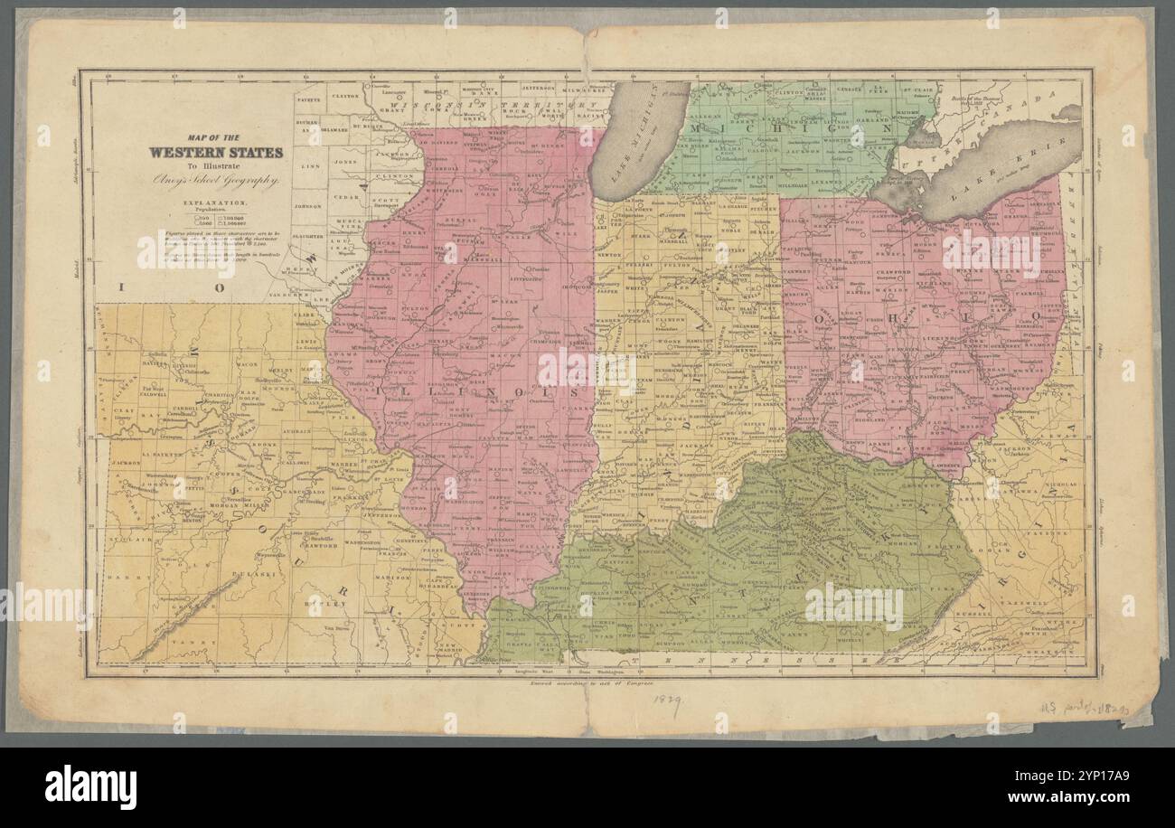 Map of the western states to illustrate Olney's school geography 1829 by Olney, J. (Jesse), 1798-1872 Stock Photo