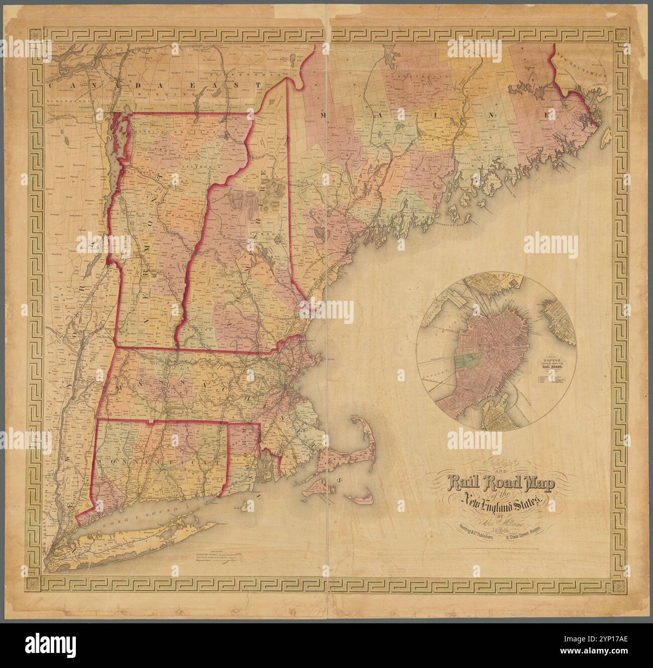 Telegraph and rail road map of - Telegraph And Rail Road Map Of The New England States 1854 By Williams Alexander 1846 1930 2YP17AE