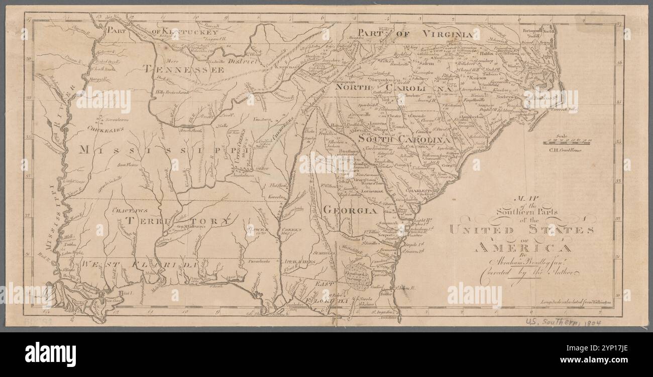 Map of the southern parts of the - Map Of The Southern Parts Of The United States Of America 1804 By Bradley Abraham 1731 1824 2YP17JE 