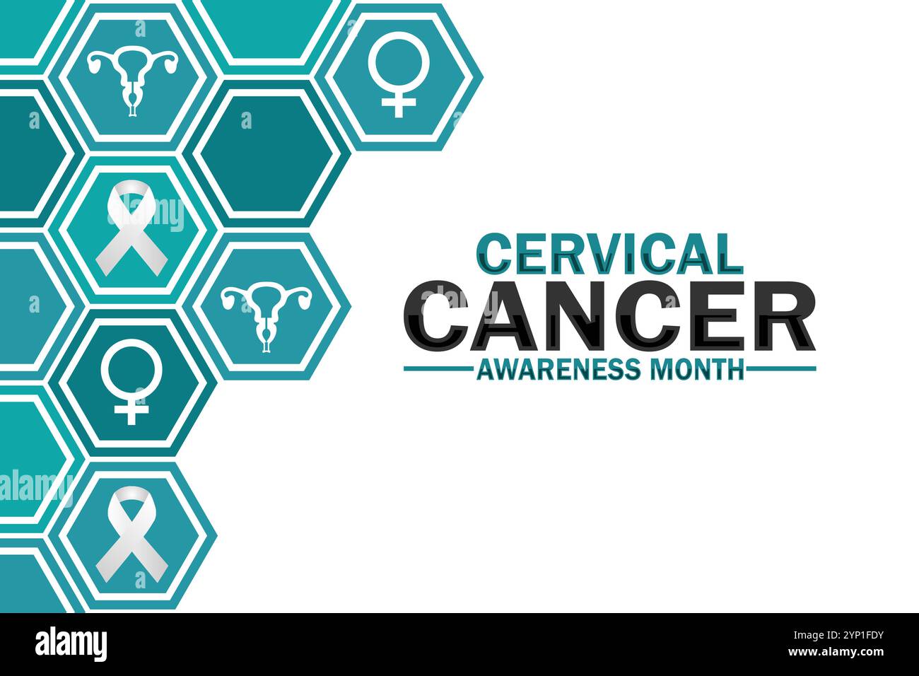 Cervical Cancer Awareness Month wallpaper with shapes and typography, banner, card, poster, template. Cervical Cancer Awareness Month Stock Vector