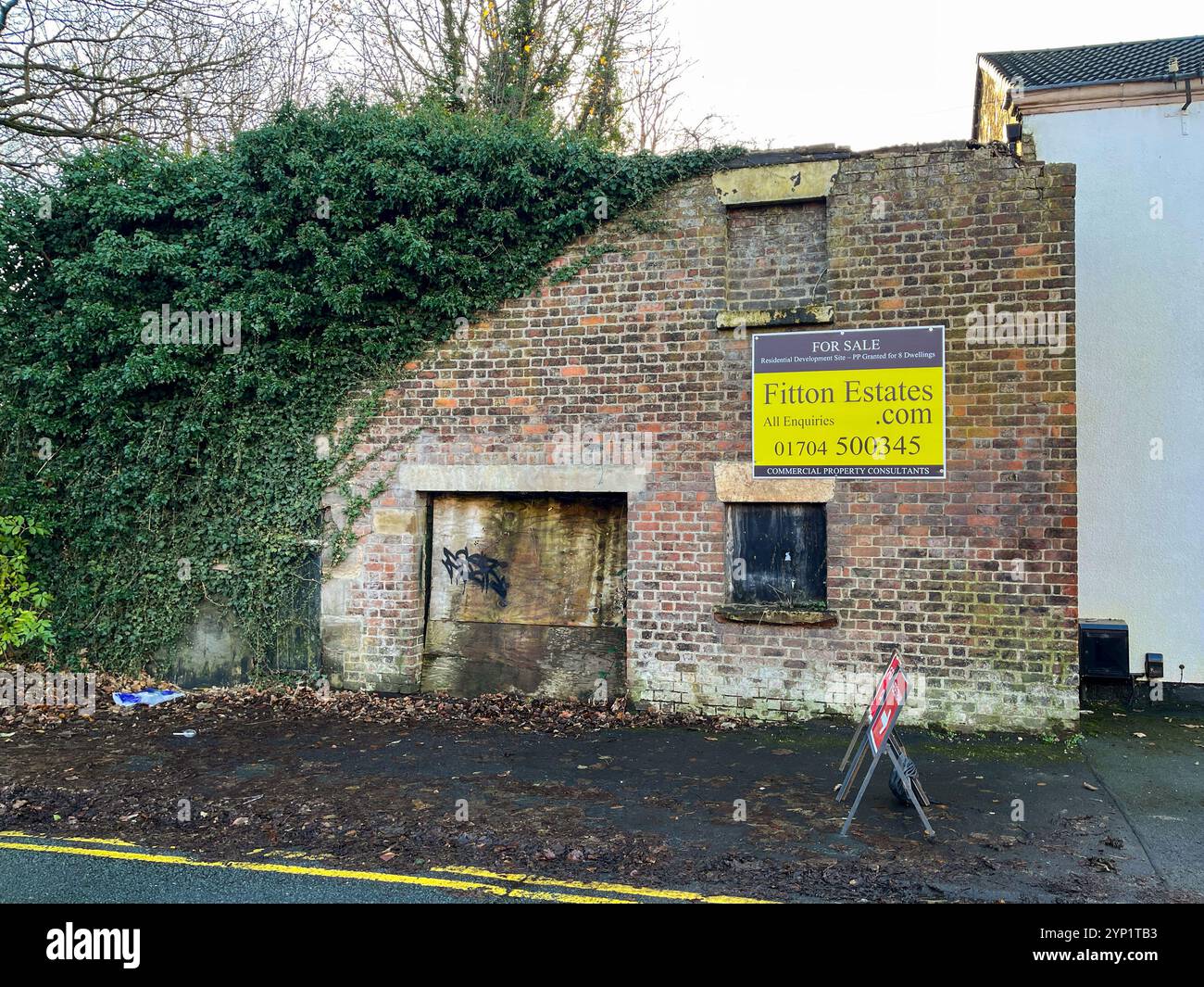 Empty building for sale in Maghull, Merseyside - Smartphone Captured Stock Image