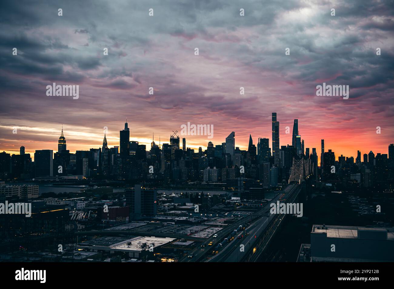 Manhattan Skyline sunset Stock Photo