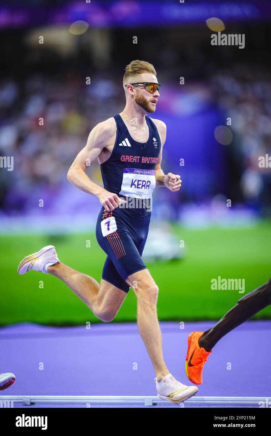 Josh Kerr participating in the 1500 meters at the Paris 2024 Olympic