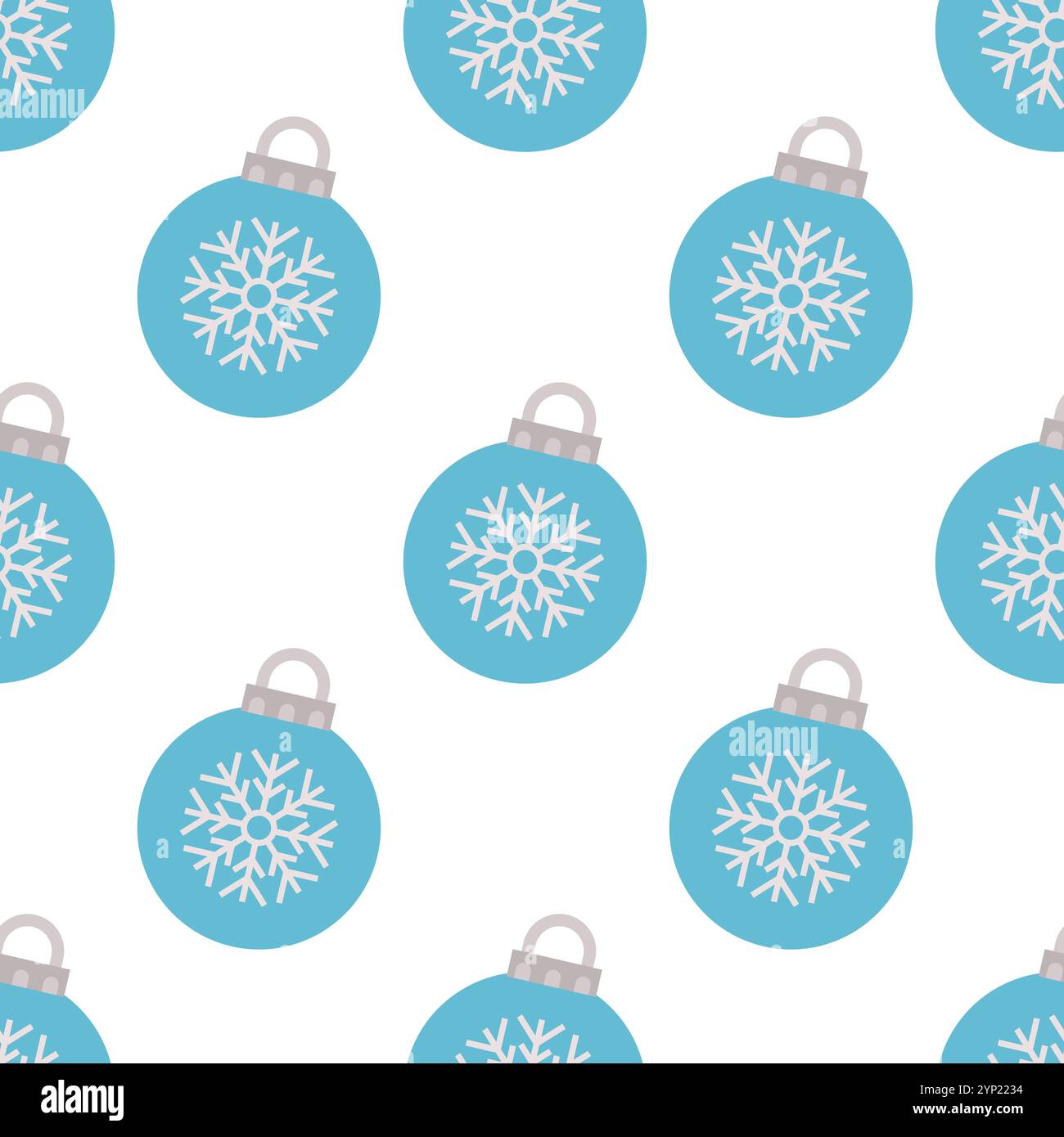 Seamless Pattern with Blue Christmas Ball with snowflake. Vector illustration Stock Vector