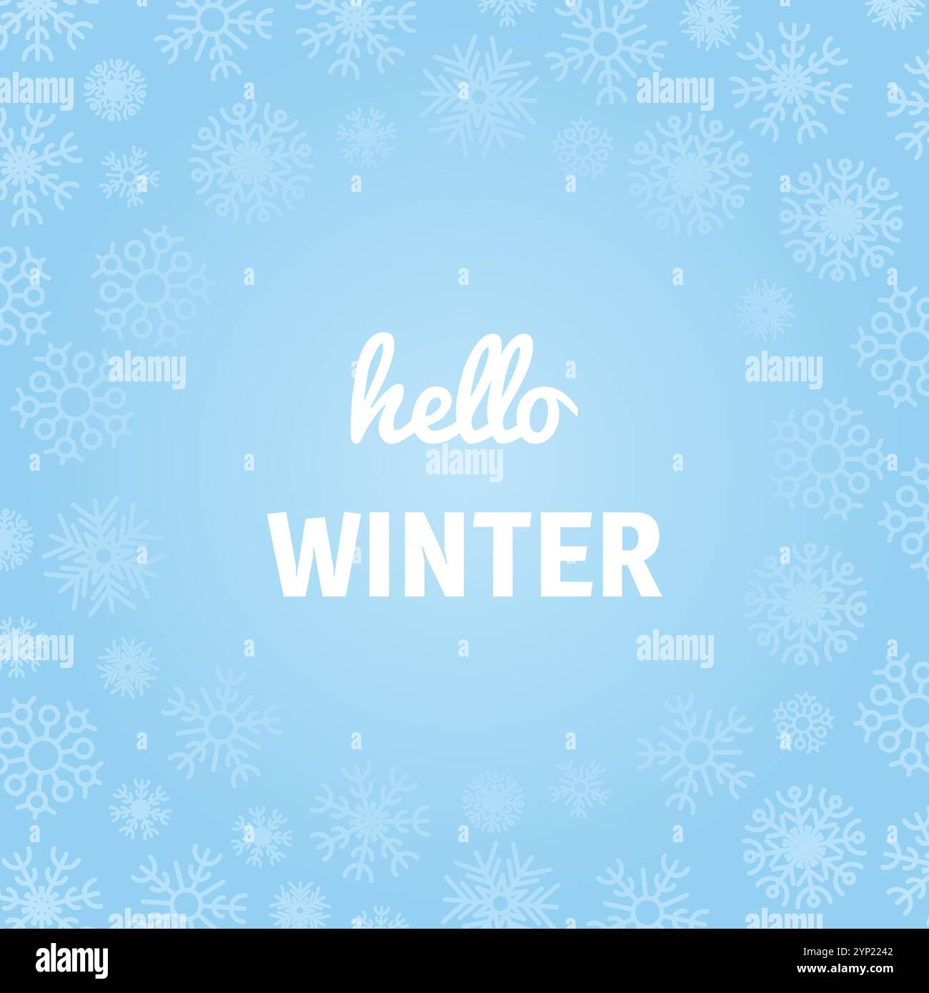 Christmas background with snowflakes and inscription Hello Winter ...